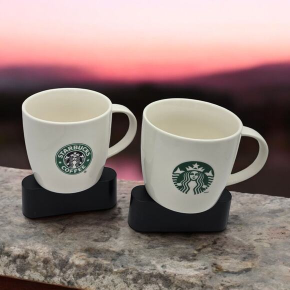 Set of Two 12oz White Starbucks Coffee Cup Mugs 2008 and 2013 (New Bone China) - Picture 16 of 16